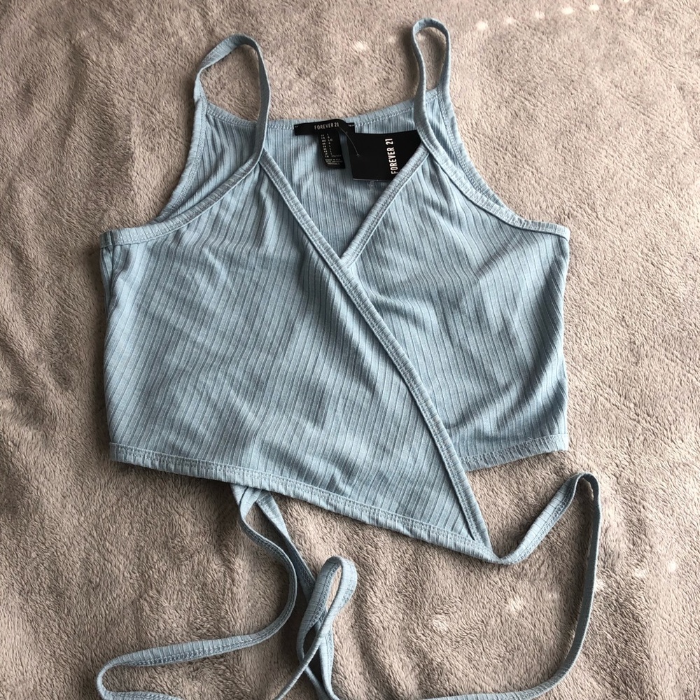 Blue Wrap Tank Top